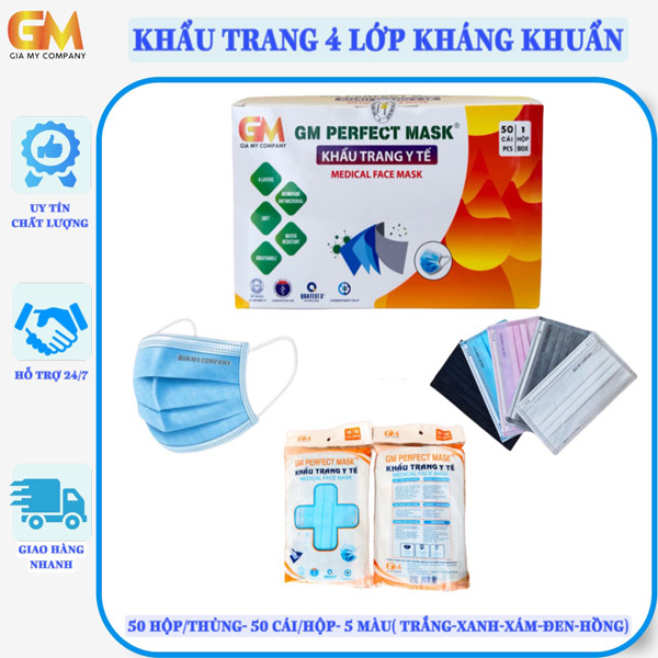 Khẩu trang 4 lớp kháng khuẩn - Khẩu Trang Y Tế Gia Mỹ - Công Ty TNHH Sản Xuất Thương Mại Dịch Vụ Xuất Nhập Khẩu Gia Mỹ