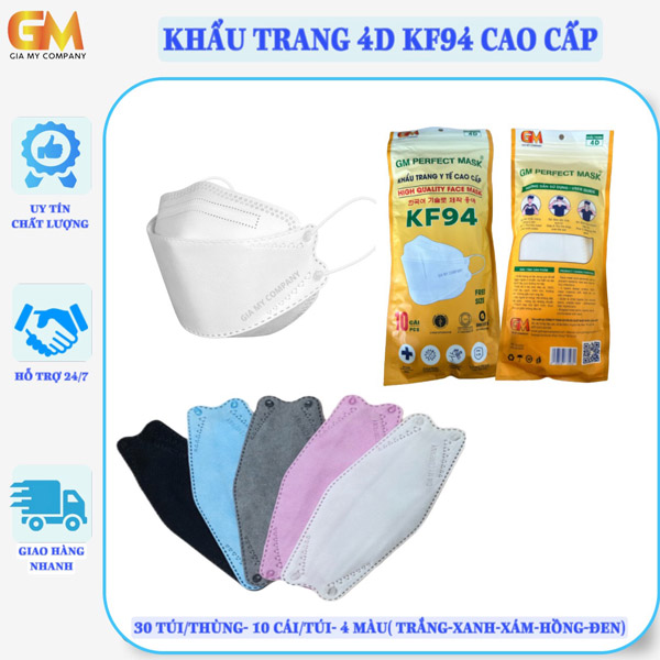 Khẩu trang 4D KF94 cao cấp - Khẩu Trang Y Tế Gia Mỹ - Công Ty TNHH Sản Xuất Thương Mại Dịch Vụ Xuất Nhập Khẩu Gia Mỹ