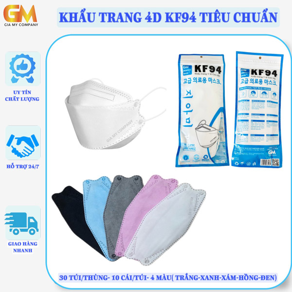 Khẩu trang 4D KF94 tiêu chuẩn - Khẩu Trang Y Tế Gia Mỹ - Công Ty TNHH Sản Xuất Thương Mại Dịch Vụ Xuất Nhập Khẩu Gia Mỹ