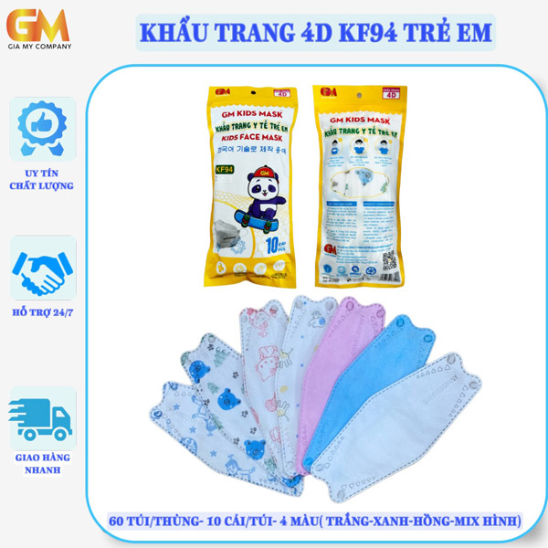 Khẩu trang 4D KF94 trẻ em - Khẩu Trang Y Tế Gia Mỹ - Công Ty TNHH Sản Xuất Thương Mại Dịch Vụ Xuất Nhập Khẩu Gia Mỹ