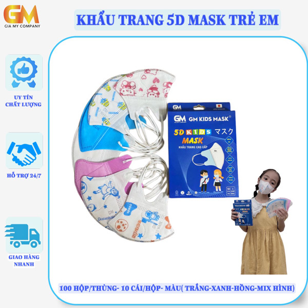 Khẩu trang 5D trẻ em - Khẩu Trang Y Tế Gia Mỹ - Công Ty TNHH Sản Xuất Thương Mại Dịch Vụ Xuất Nhập Khẩu Gia Mỹ