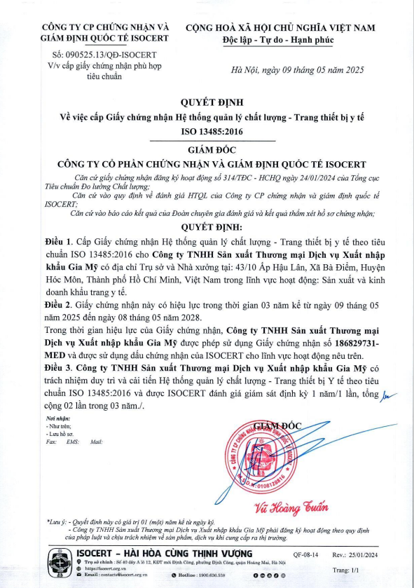  - Khẩu Trang Y Tế Gia Mỹ - Công Ty TNHH Sản Xuất Thương Mại Dịch Vụ Xuất Nhập Khẩu Gia Mỹ