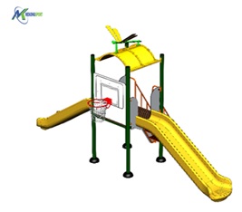 Nhà chòi: Thang leo, 2 cầu trượt, bóng rổ