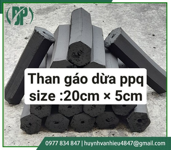 Than gáo dừa BBQ size 20cm*5cm - Than Sạch Bình Phú - Cơ Sở Sản Xuất Than Gáo Dừa Bình Phú