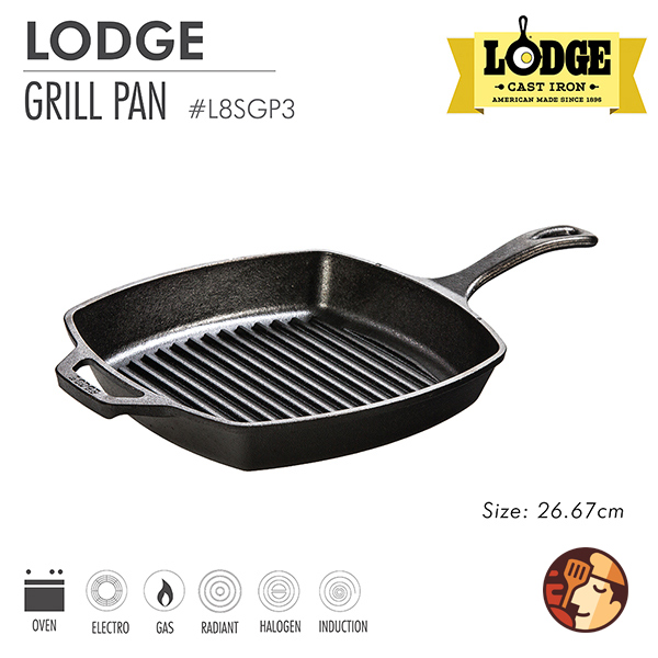 Chảo gang Lodge rãnh vuông 26.7cm L8SGP3-2 - Chef Studio - Công Ty Cổ Phần Bếp Chef Studio