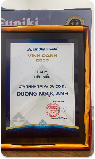 Chứng nhận đại lí tiêu biểu - Cơ Điện Lạnh Dương Ngọc Anh - Công Ty TNHH Thương Mại Và Dịch Vụ Cơ Điện Lạnh Dương Ngọc Anh