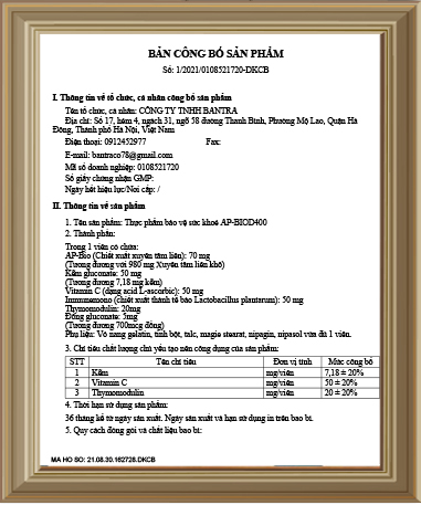 Công bố AP-BIOD400