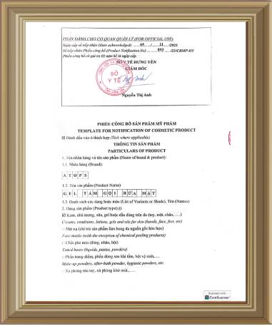 Công bố Gel tắm gội rửa mặt Atops