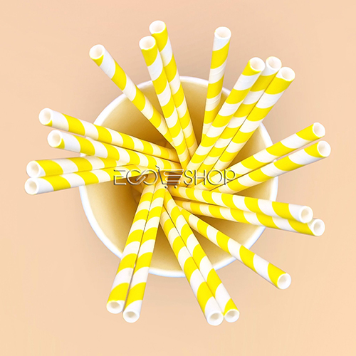 Ống hút giấy sọc vàng trắng - Ly Cốc Giấy ECO PRO - Công Ty TNHH ECO PRO