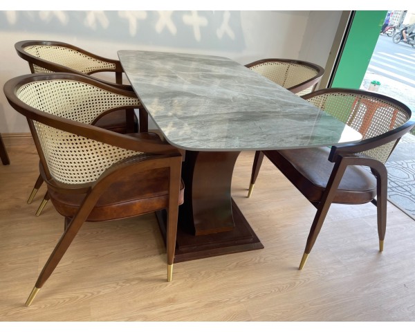 Bộ bàn ăn mặt đá 4 ghế wormley cao cấp