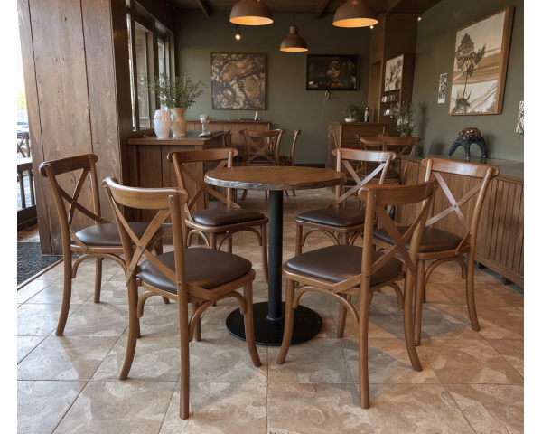 Bộ bàn cafe 4 ghế Pitro gỗ cao su 100%