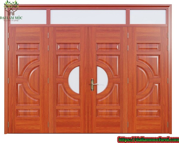 Mẫu cửa gỗ 4 cánh đẹp cho phòng khách
