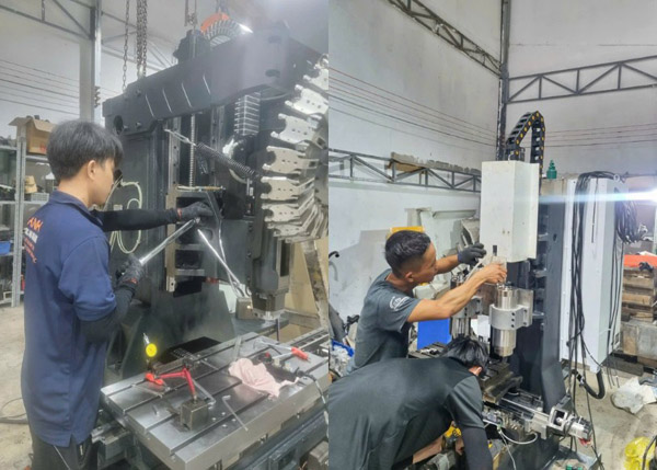 Nhân viên kỹ thuật An Khang bảo trì máy tại xưởng của khách hàng - CNC An Khang - Công Ty TNHH Cơ Khí Chính Xác An Khang