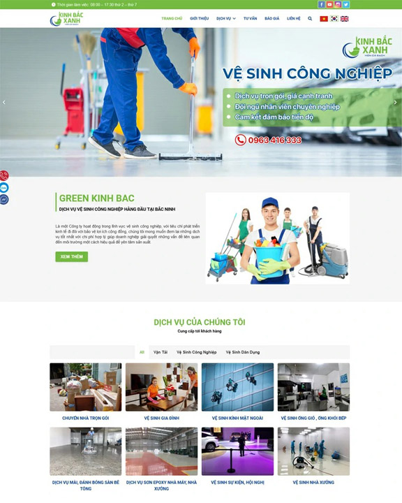 Thiết kế website ngành vệ sinh công nghiệp