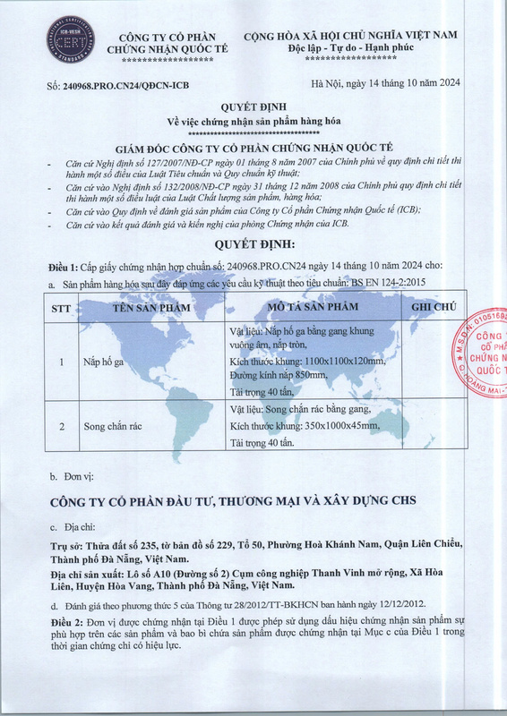 QĐ chứng nhận sản phẩm