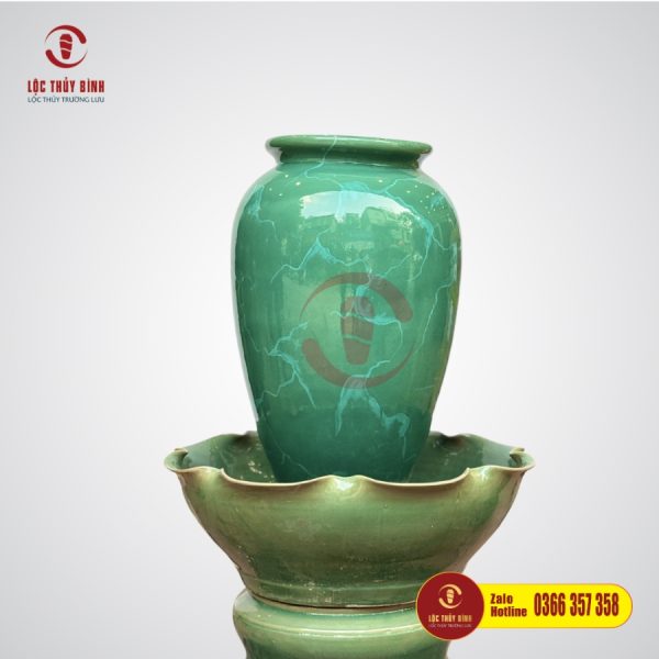 Bộ Đơn Lu Nước Phong Thuỷ Vân Đá Ngọc Bích 60cm