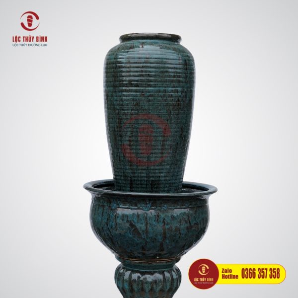 Bộ Đơn Lu Nước Phong Thuỷ Vân Sóng Xanh 70cm
