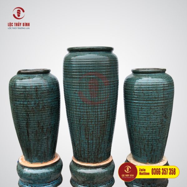 Bộ Ba Lu Nước Phong Thuỷ Vân Sóng Xanh