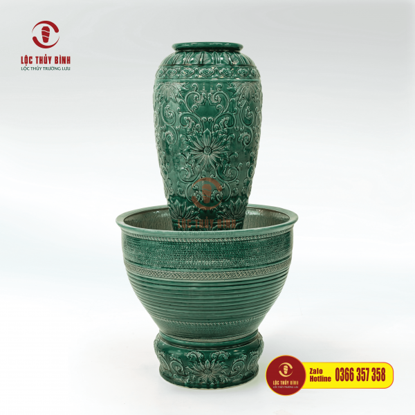 Bộ Đơn Lu Nước Phong Thuỷ Tân Cổ Điển Xanh S2