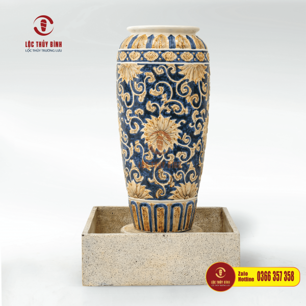 Bộ Đơn Lu Nước Phong Thuỷ Tân Cổ Điển Xanh Vàng