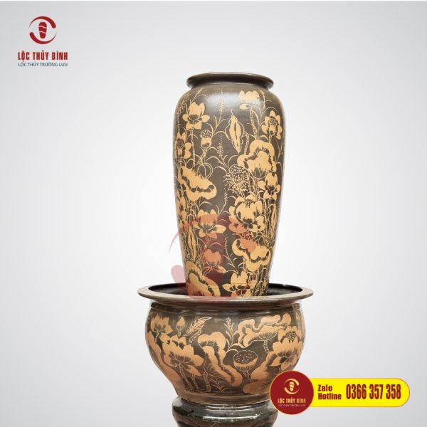 Bộ Đơn Lu Nước Phong Thuỷ Liên Hoa Dáng Cao