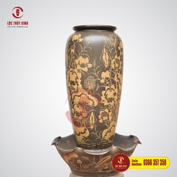 Bé Đơn Lu Nưíc Phong Thuỷ Hoa Léc Võng Vàng 80cm