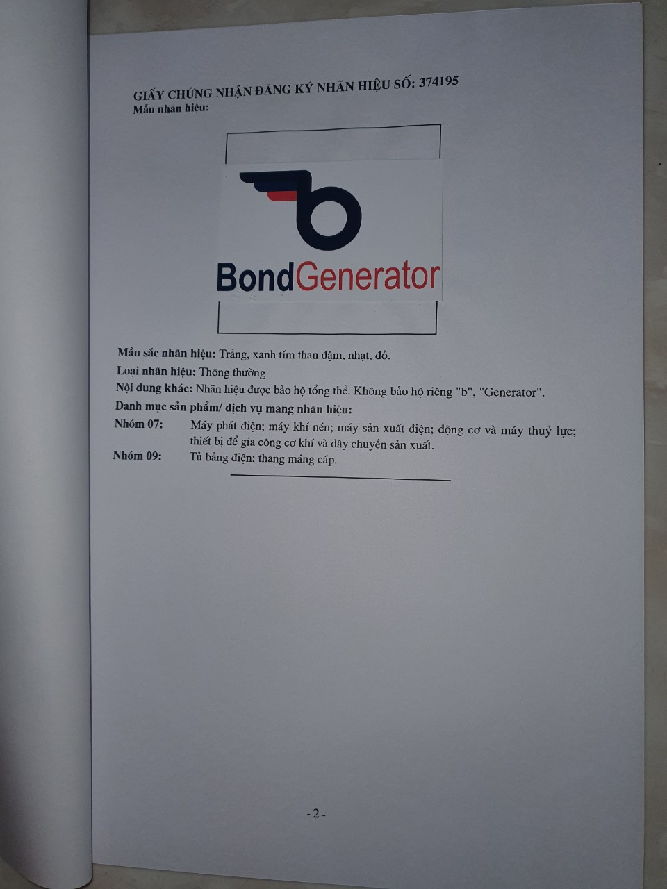  - Máy Phát Điện Bond Generator  - Công Ty TNHH Sản Xuất Và Thương Mại Quốc Tế Song Khải