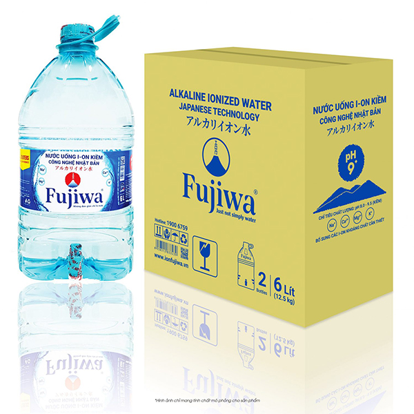 Nước uống Ion kiềm Alkaline Fujiwa thùng 6L có vòi bấm
