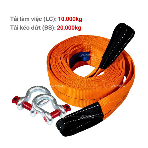 Dây cáp cứu hộ ô tô 10 tấn may 2 lớp - Dây Chằng Hàng Và Dây Cáp Vải Cẩu Hàng Jumpo - Công Ty TNHH Jumpo Cargo