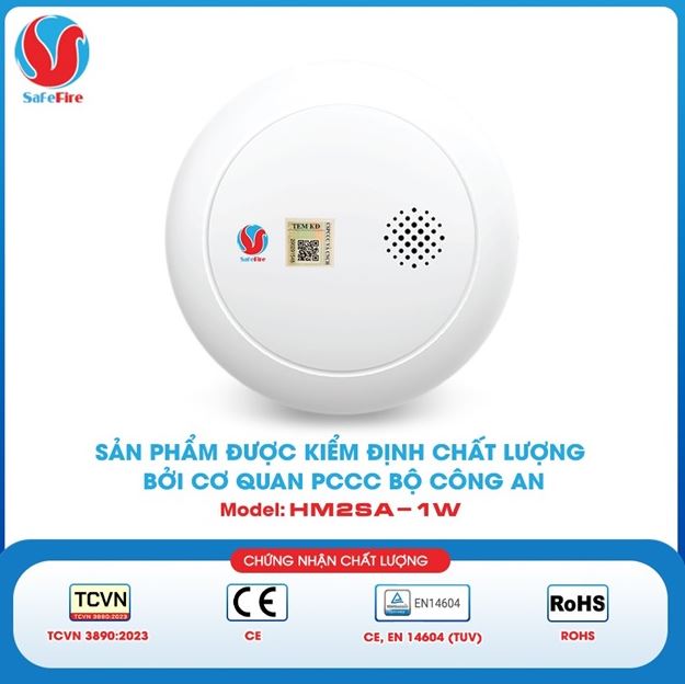 Đầu báo khói liên động không dây SafeFire HM2SA-1W - Thiết Bị PCCC Gia Phú - Công Ty TNHH PCCC Gia Phú