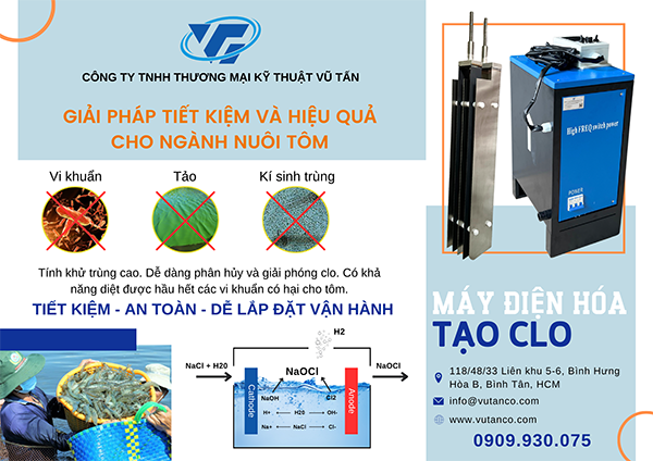 Máy điện hóa tạo Clo - 12V 1000A điện 3 pha 380V - Model: VT3A - Xi Mạ Vũ Tấn - Công Ty TNHH Thương Mại Kỹ Thuật Vũ Tấn