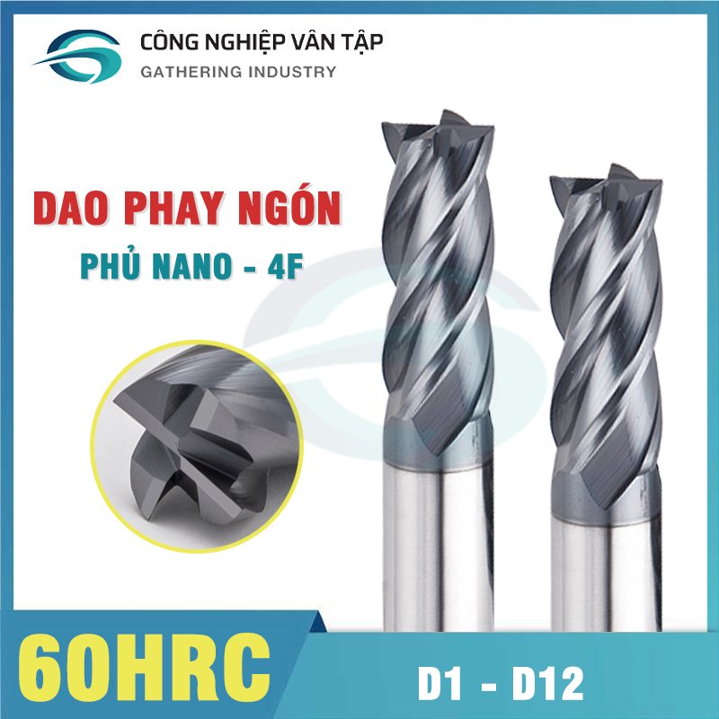 Dao phay ngón thép Vonfram 60HRC phủ Nano đen