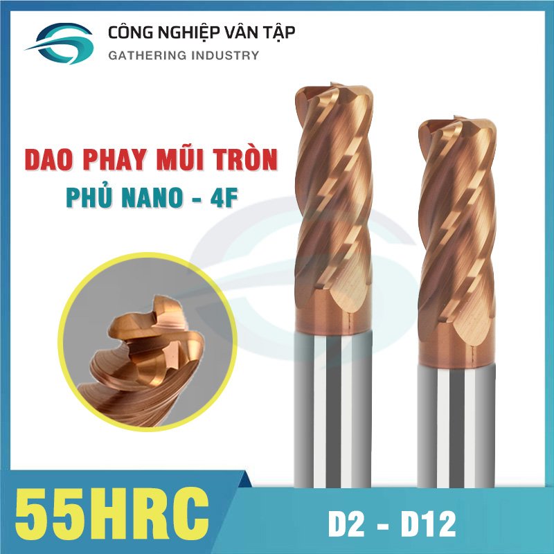 Mũi dao phay bo R4 me cắt độ cứng 55HRC