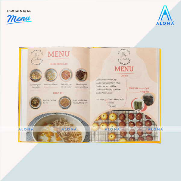 Menu bìa cứng - Vũ Trụ In ấn Alona - Công Ty TNHH Alona