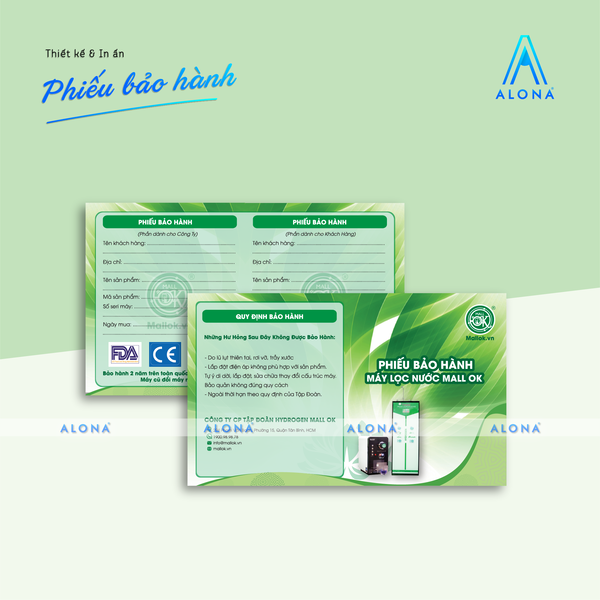 Phiếu bảo hành - Vũ Trụ In ấn Alona - Công Ty TNHH Alona