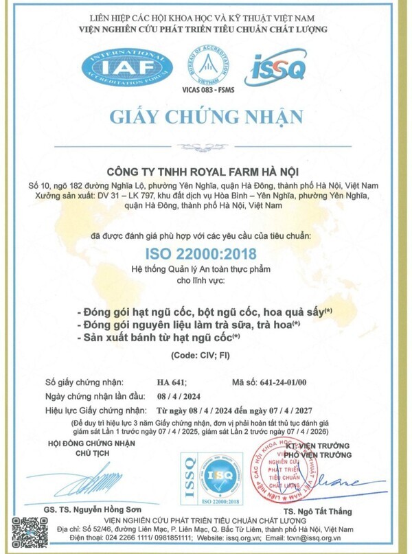 Chứng nhận ISO 22000:2018