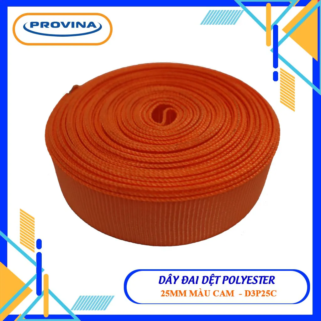 Dây đai dệt Polyester bản 25mm màu cam - Công Ty TNHH Provina - Dây Đai Dệt