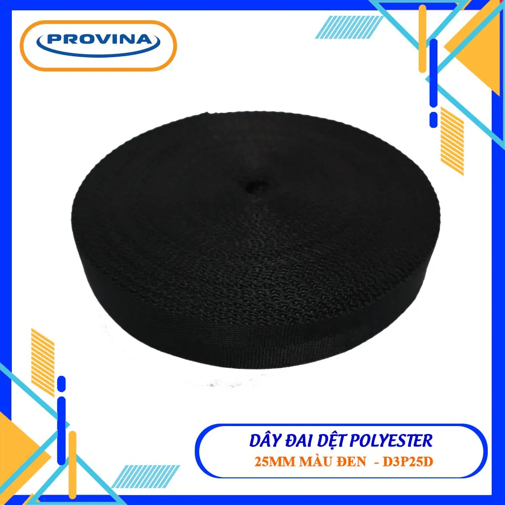 Dây đai dệt Polyester bản 25mm màu đen - Công Ty TNHH Provina - Dây Đai Dệt