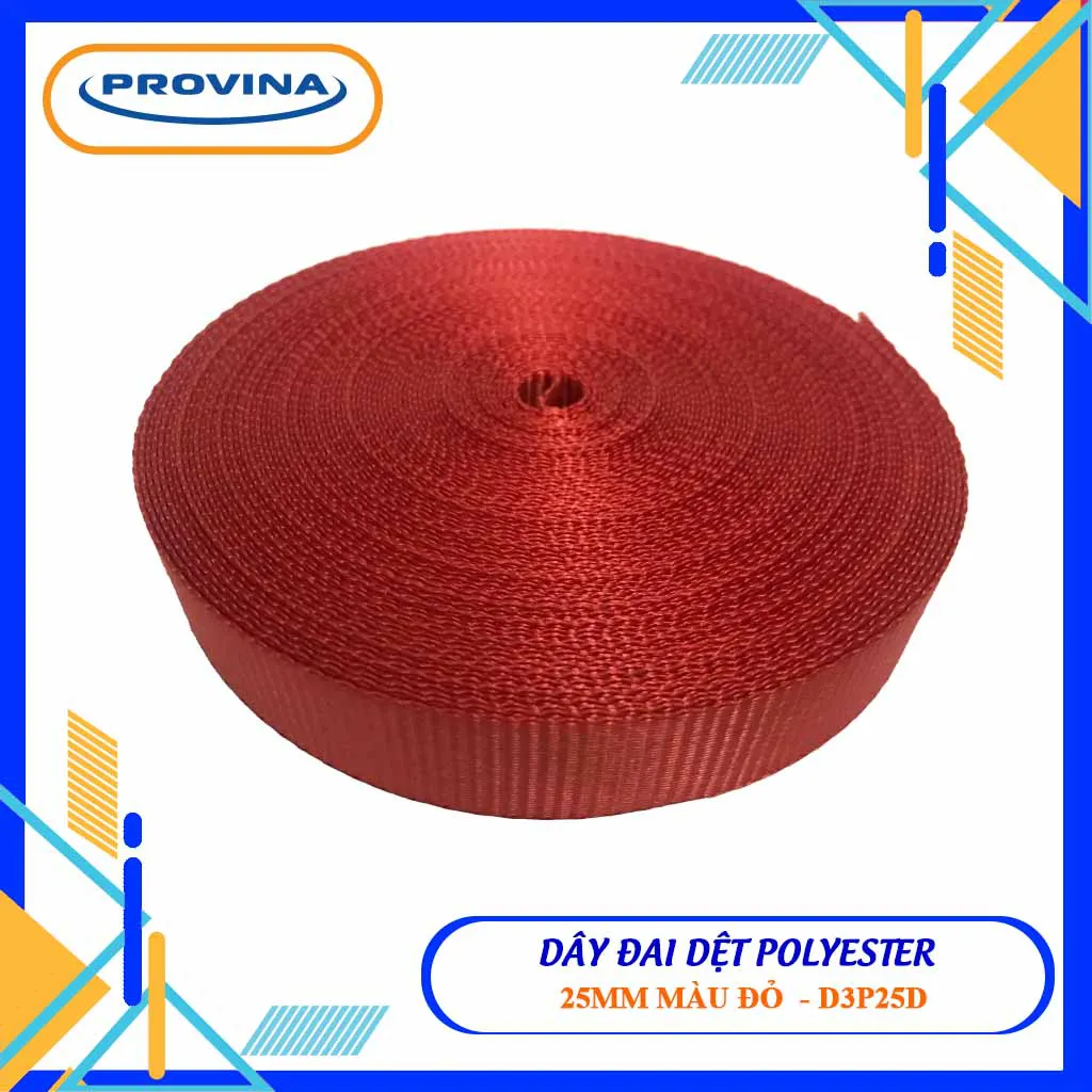 Dây đai dệt Polyester bản 25mm màu đỏ - Công Ty TNHH Provina - Dây Đai Dệt