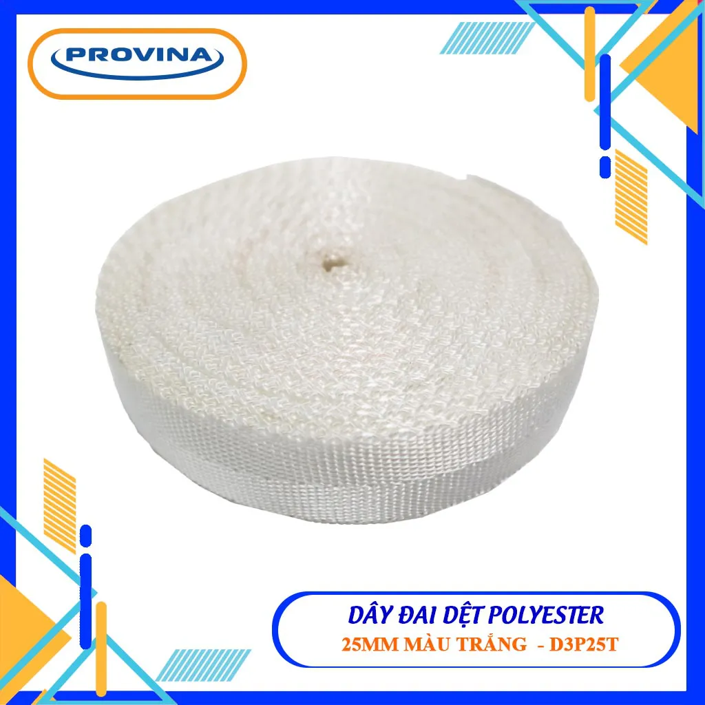 Dây đai dệt Polyester bản 25mm màu trắng - Công Ty TNHH Provina - Dây Đai Dệt