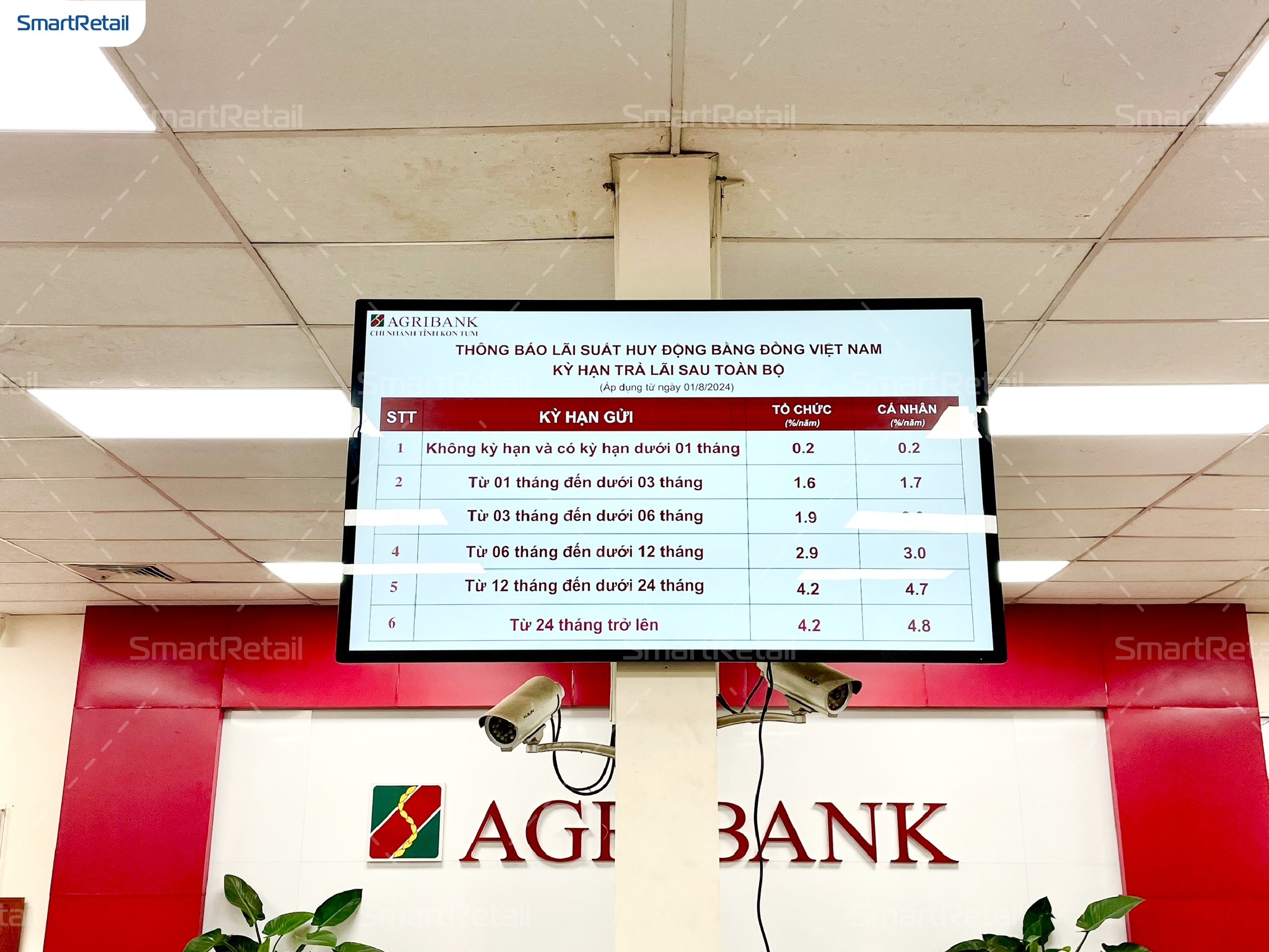 Màn hình quảng cáo treo tường viền mỏng tại Agribank