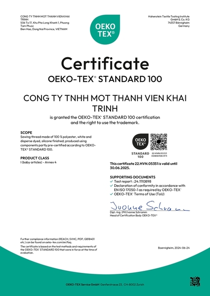 OEKO-TEX - Chỉ May Khải Trình - Công Ty TNHH MTV Khải Trình