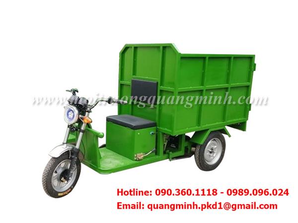 Xe gom rác chạy điện thùng lật đổ 1m3 - Môi Trường Quang Minh - Công Ty TNHH Công Nghiệp Môi Trường Quang Minh