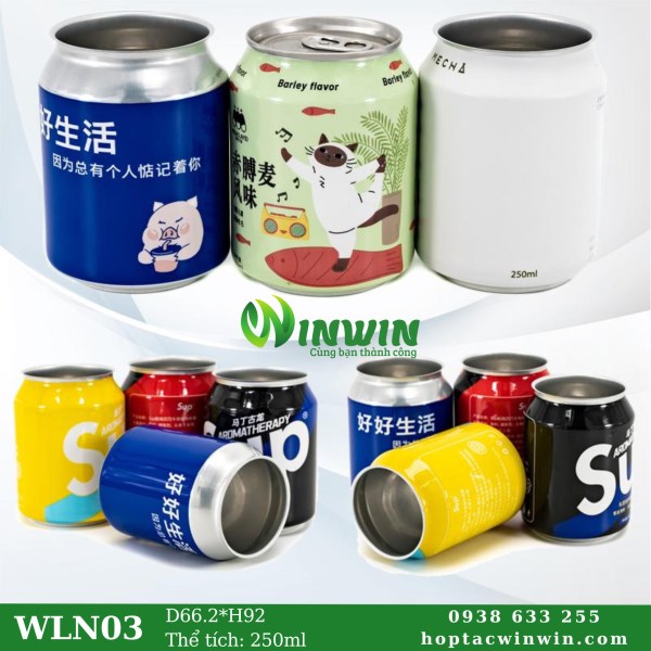 Lon nhôm 250ml - Bao Bì Thủy Tinh Winwin - Công Ty TNHH Hợp Tác Winwin