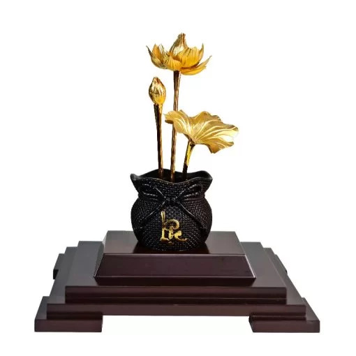 Chậu sen 3 cành dát vàng