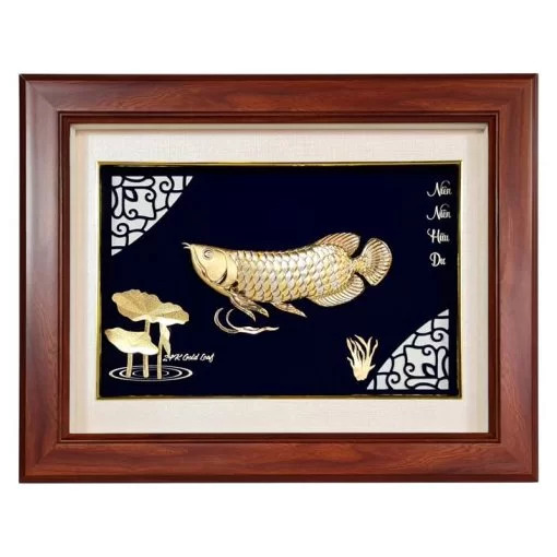 Tranh cá rồng dát vàng 24k