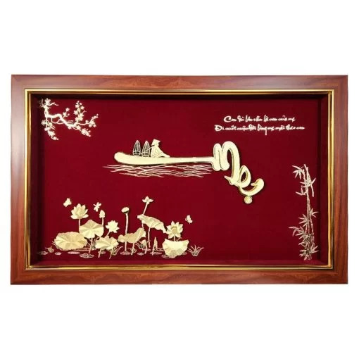 Tranh chữ Mẹ dát vàng