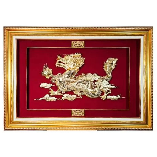 Tranh rồng phú quý dát vàng