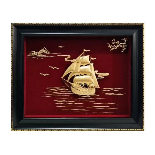 Tranh thuyền buồm dát vàng 24k