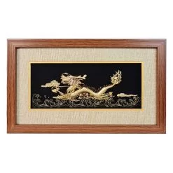 Tranh rồng dát vàng (30x18cm) - Quà Tặng Dát Vàng - Công Ty TNHH Q&V